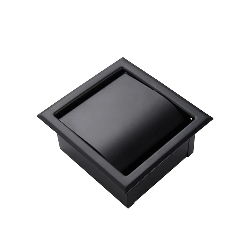 VGX Embedded Toilet Paper Holder Concealed Roll Tissue Box 304 Stainless Steel Wall Mount Bathroom Accessories Matt Black Polish