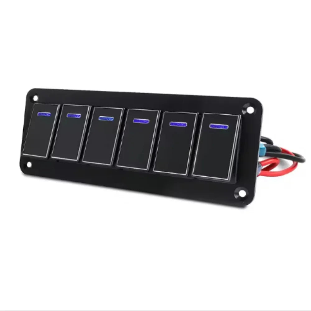 Durable metal 2-8Gang rocker switch panel with LED light, waterproof and overload protection for car card, vehicle and vessel