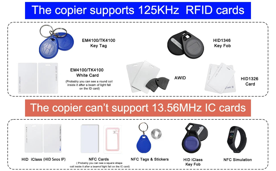 125KHz RFID Programmer Duplicator Copier Writer Reader Writer ID Card Cloner & key