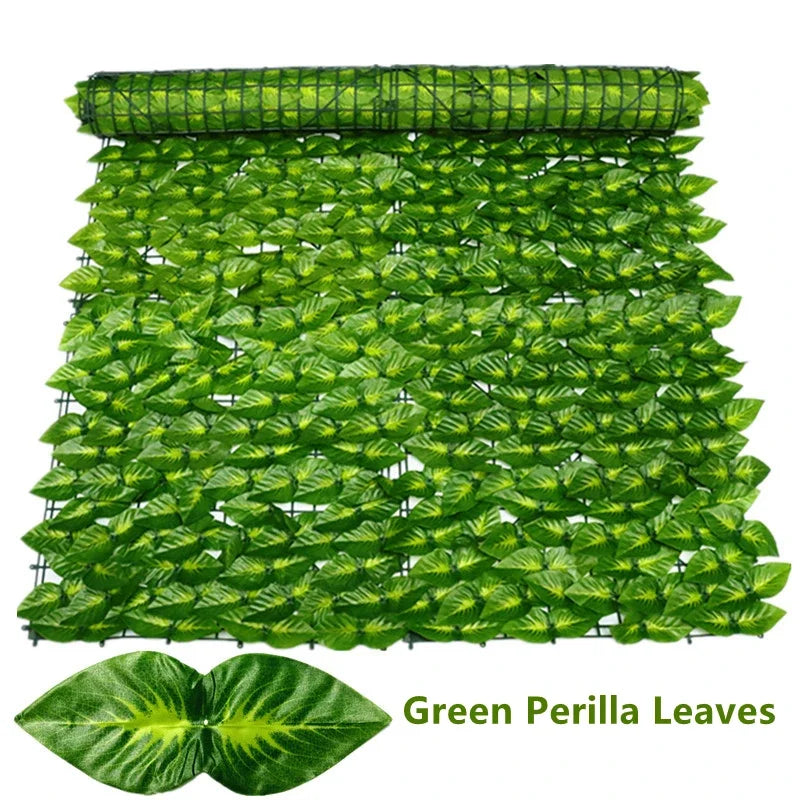 Artificial Privacy Fence Screen Faux Ivy Leaf Hedges 200/100cm Long Leaf Fence Panels Indoor Outdoor Garden Deck Balcony Screen