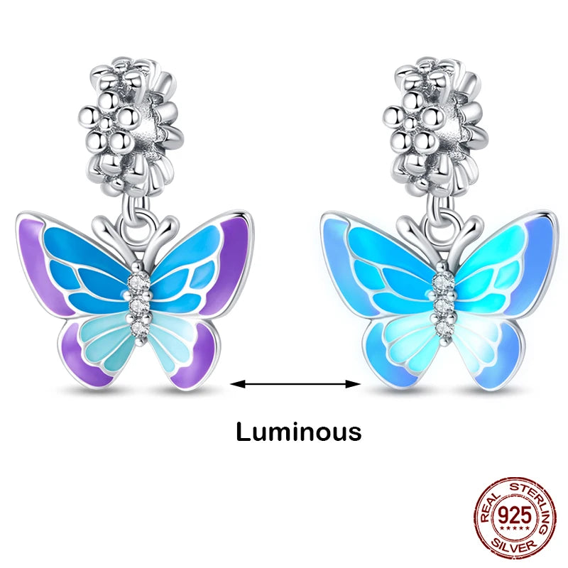 Hot Sale 925 Silver Glow in the dark Firefly Honeybee Star Charms Beads Fit Qikaola 925 Original Bracelets Fine DIY Jewelry Gift