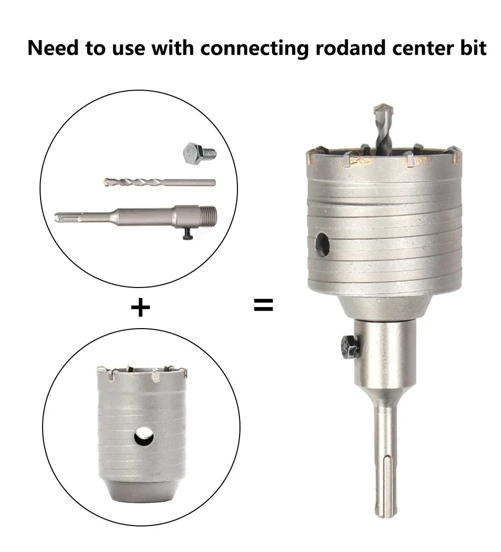 SDS Plus Wall Hole Saw Drill Bit Concrete Hole Saw Hole Cutter Concrete Cement Stone Drilling Tool 30-100mm
