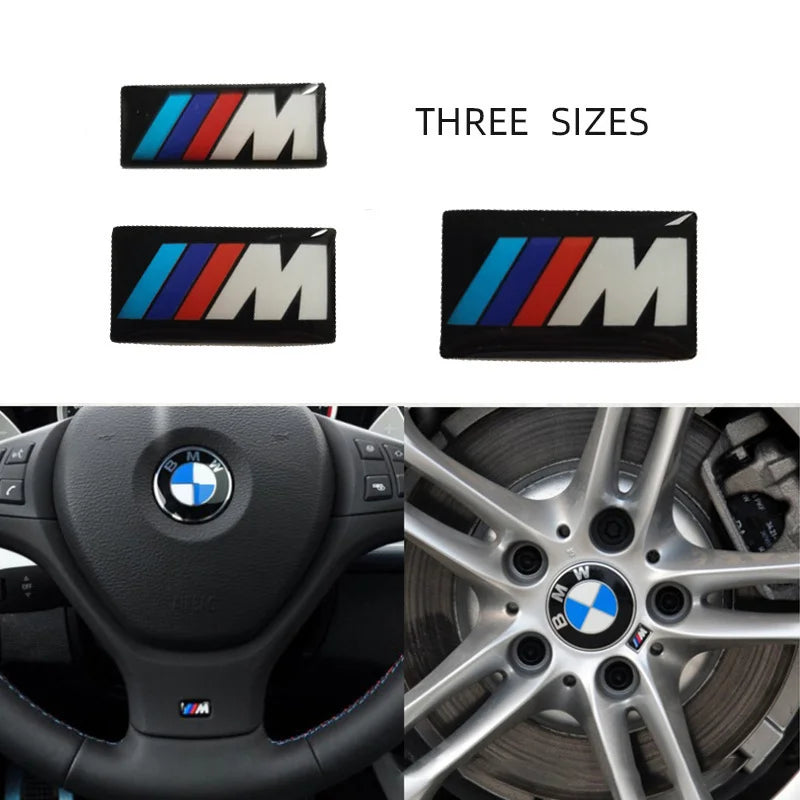 For BMW M Performance E84 E87 X5 E70 F25 E90 E91 F01 F02 E60 E61 F10 F15 F30 M3 M5 E64 4pc Car Sticker Steering Wheel Hub Decals
