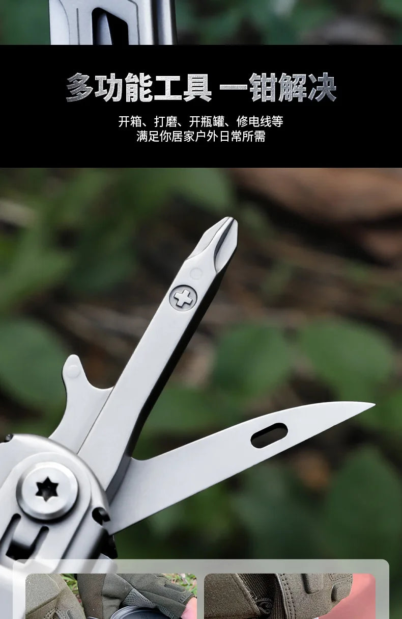 Multifunctional Folding Pliers Stainless Steel Knife Screwdriver Cutter for Outdoor Survival Camping Hunting Hiking