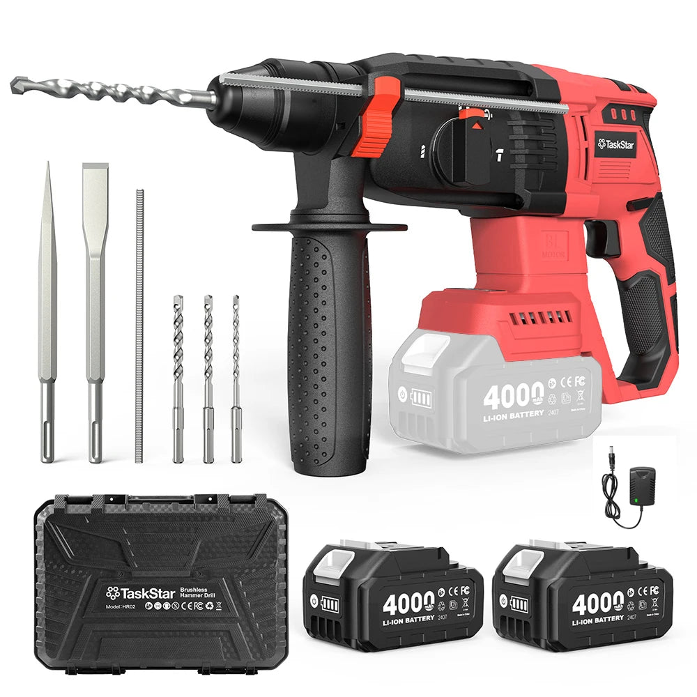 Perforateur à percussion électrique sans balais multifonctionnel Taskstar 30mm, marteau rotatif sans fil pour batteries Makita 18V à broches