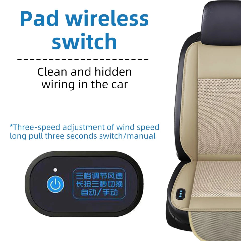 Coussin de siège de voiture rafraîchissant de luxe en cuir PU USB 12V/24V Housse universelle de siège avant refroidie avec ventilateur Tapis de refroidissement pour siège de voiture