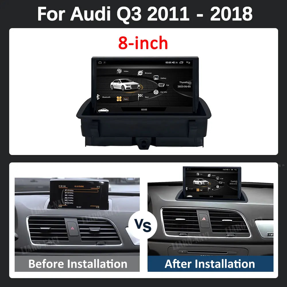 DSP Audio Stéréo GPS Navi 8 pouces Système Android 15 pour Audi Q3 2011 2012 - 2018 Carplay Autoradio Lecteur Multimédia Écran HD BT