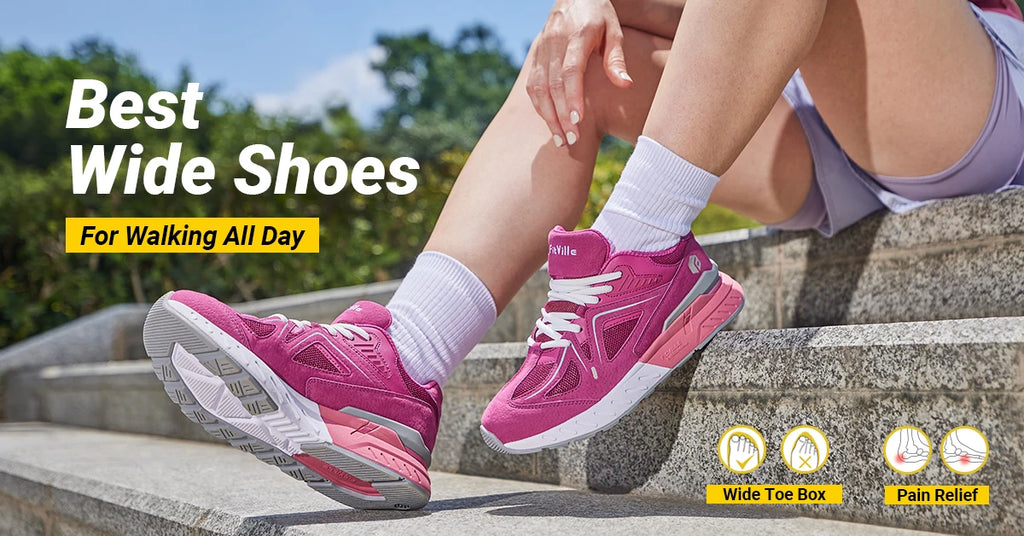 FitVille Extra Wide Women's Walking Shoes Wide Width lightweight Sneakers for Flat Foot Plantar Fasciitis Heel Pain Relief