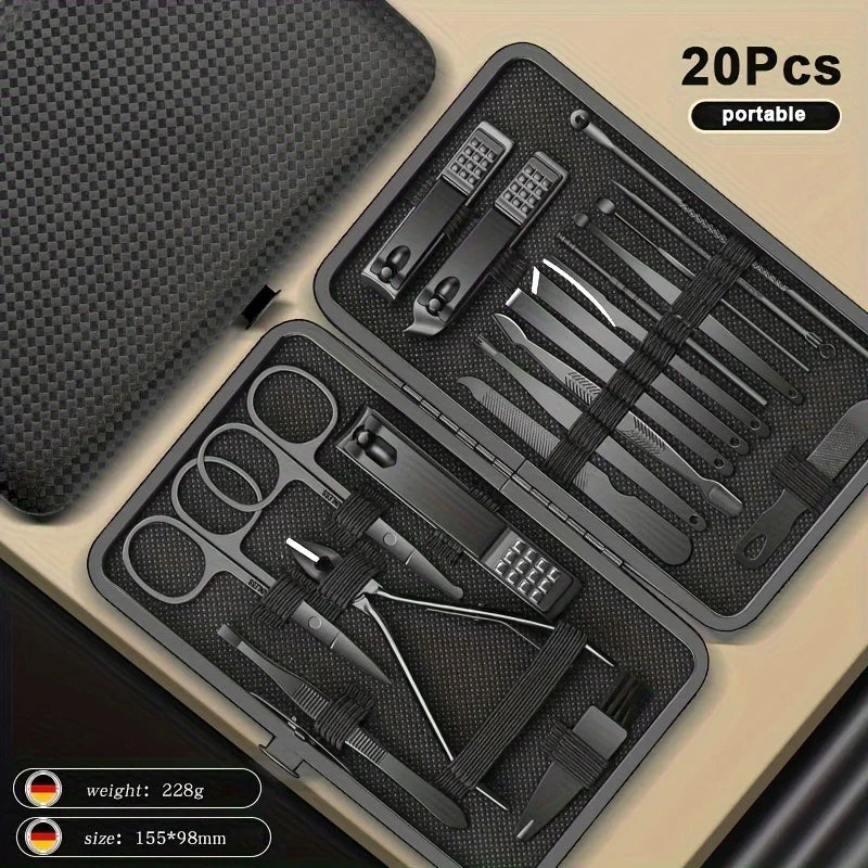 8/12/15/20/24Pcs Stainless Steel Manicure Pedicure Set Nail Clippers Ear Spoon Cutters Scissors Household Beauty Grooming Tools