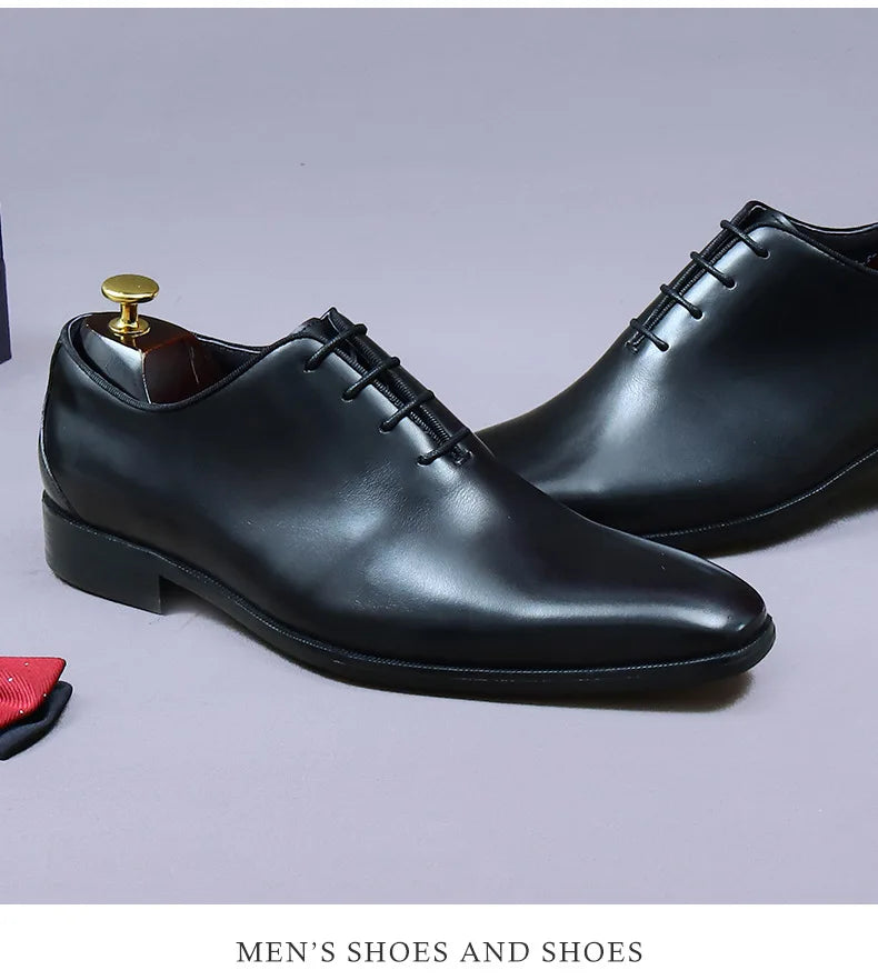 Whole Cut Men's Oxford Shoes Genuine Leather Handmade Quality Comfortable Elegant Black Wedding Social Formal Shoes Man
