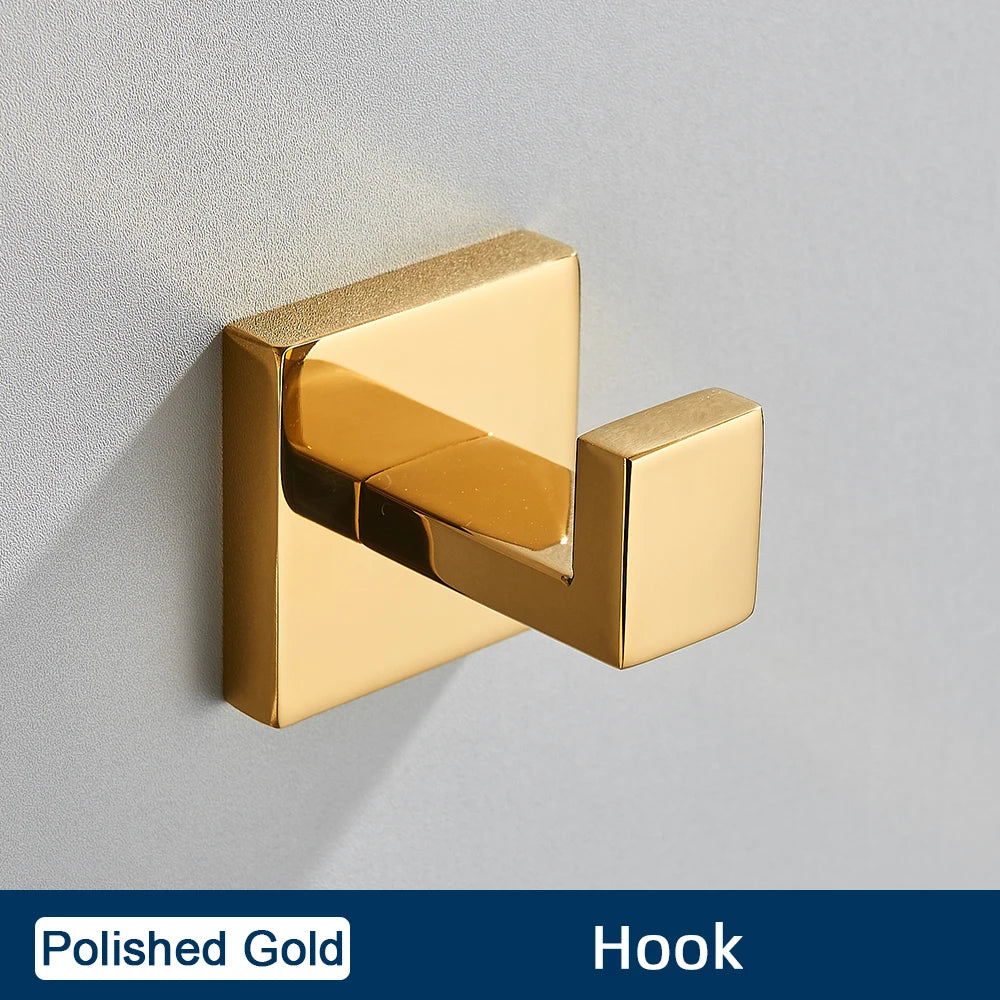 Bathroom Accessories Set Brushed Gold Toilet Wall Towel Bar Rail,Paper Holder and Hook Stainless Steel Bath Rack Hanger Hardware