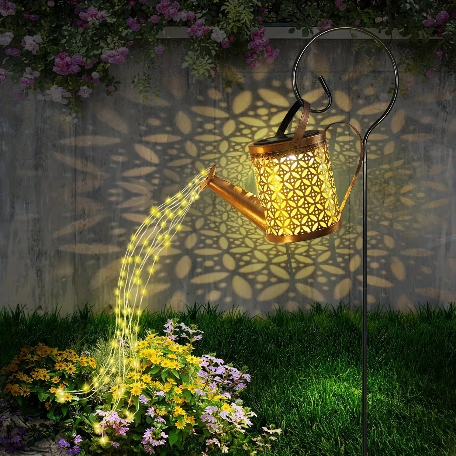 1PC Enchanted Solar Fairy Lamp Outdoor Whimsical Iron Kettle Design with Auto Dusk-to-Dawn Sensor IP65 Garden Light for Pathway