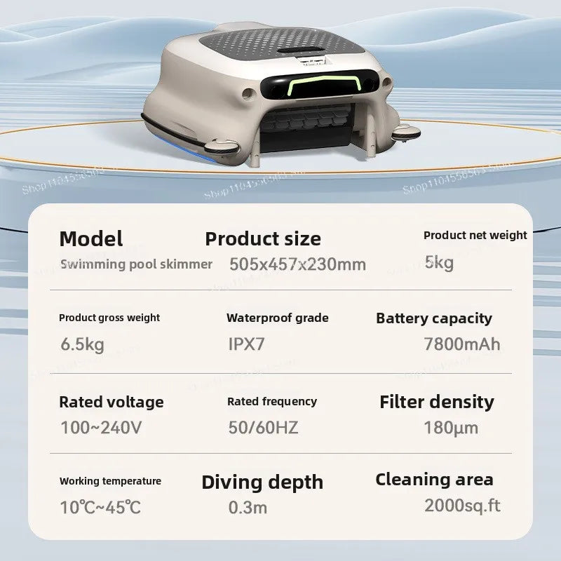 Wireless Automatic Surface Skimmer Pool Cleaning Robot – Floating Debris Collector with Leaf Collection for Swimming Pools