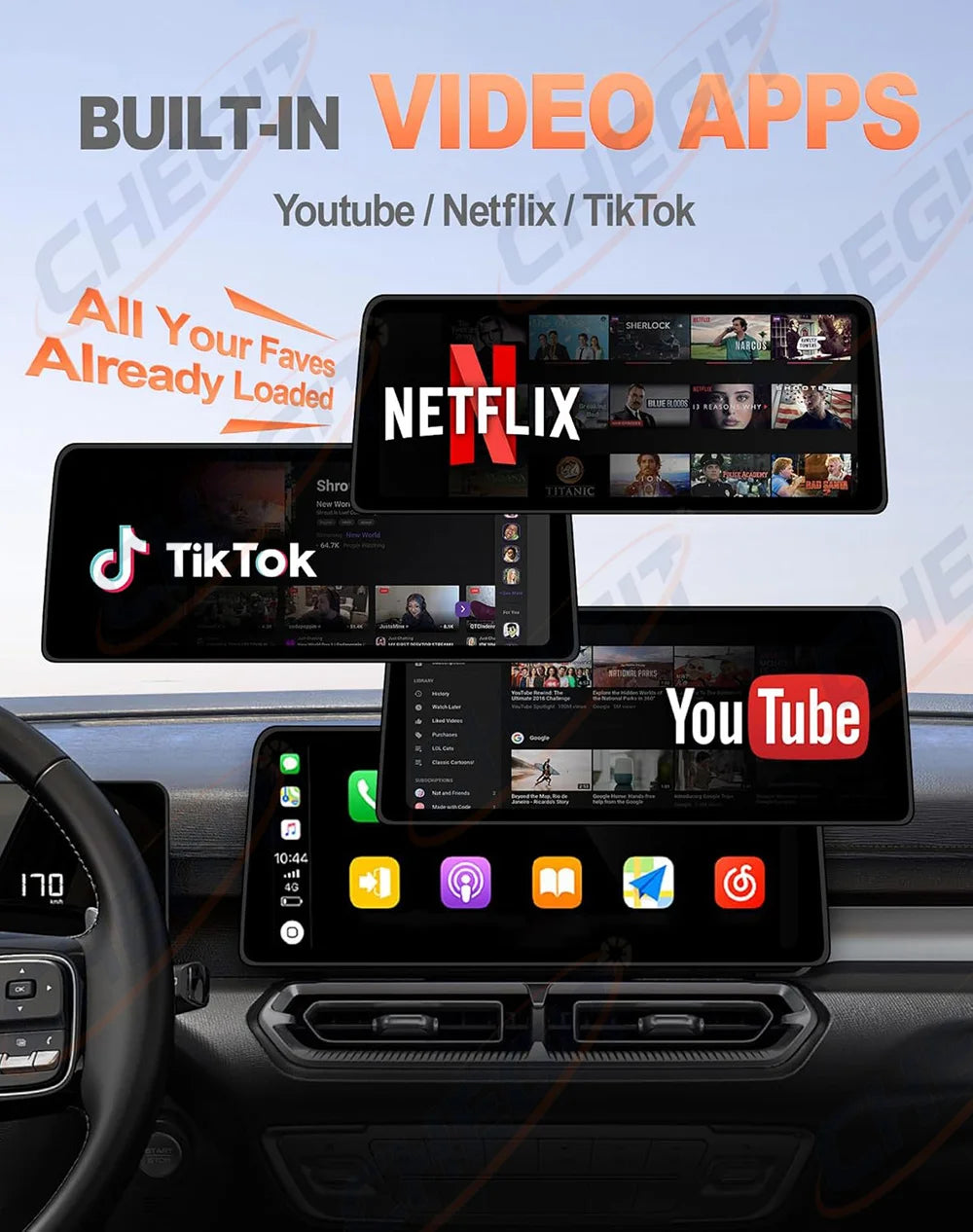 Android Smart AI Box 4G+64G/2G+32G Wireless CarPlay Android Auto TV Box For Youtube Netflix For VW Nissan Toyota Hyundai Ford