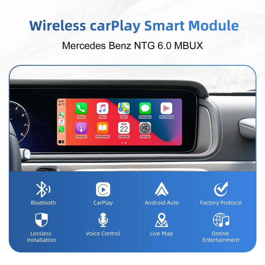 Ezonetronics for Mercedes Benz NTG 6.0 MBUX System 2019+ Wireless CarPlay Android Auto retrofit kit decoder box CarPlay