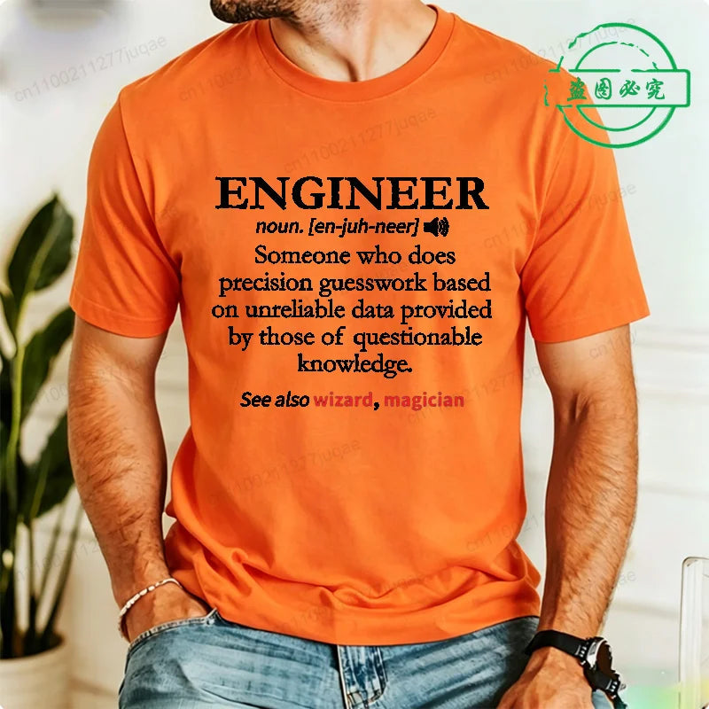 Summer Men's Retro T-Shirts Engineer Definition Shirt Tops Casual Fashion T-shirt Mechanical Engineering Gift TShirt Street Wear