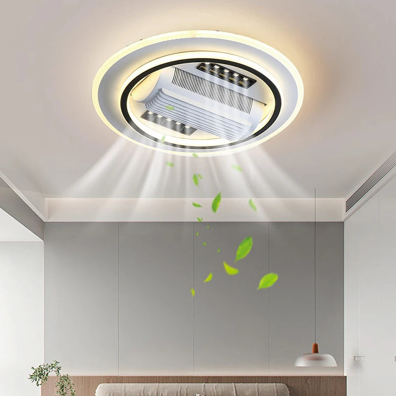 Ventilateur de plafond sans pales invisible LED Télécommande Plafonnier ventilateur pour salon, chambre, lampe ventilateur sans pales dimmable
