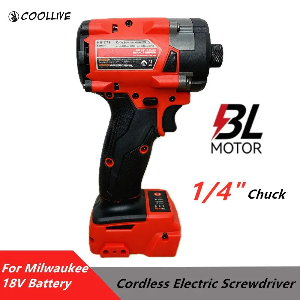 Brushless Electric Screwdriver Cordless Impact Driver Rechargeable Electric Driver Repair Power Tools For Milwaukee 18V Battery