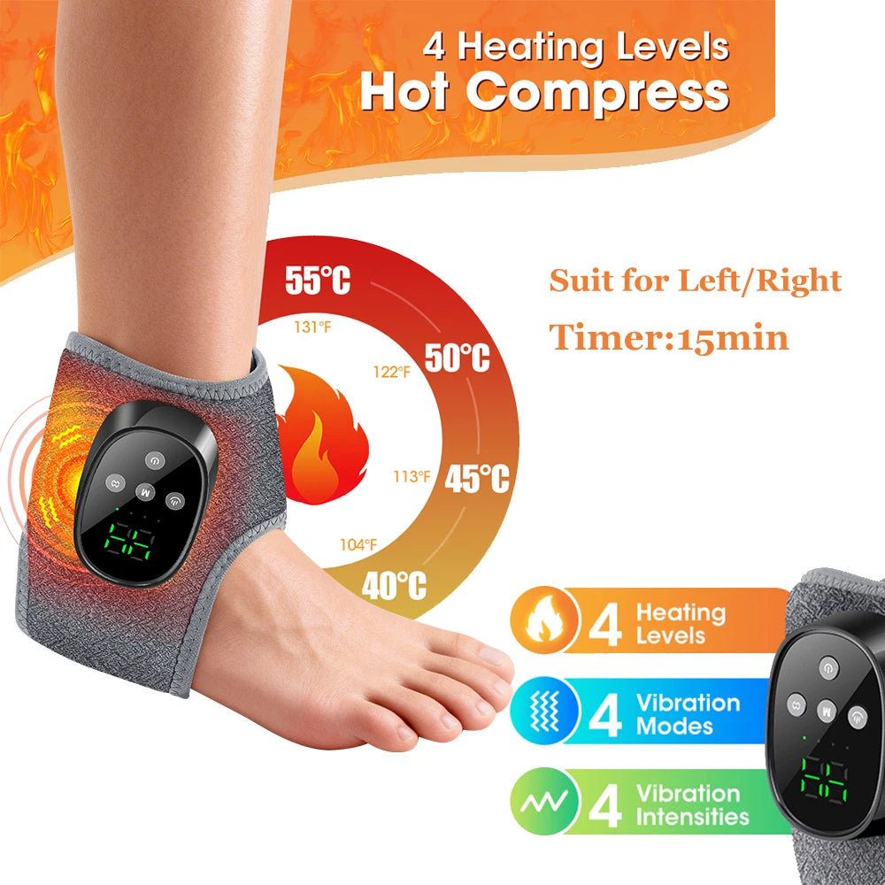 Heated Wrist & Foot Massager for Home Comfort Cordless Hand Wrist Wrap with 5 Heat & 3 Vibration Modes Ankle Massager Belt