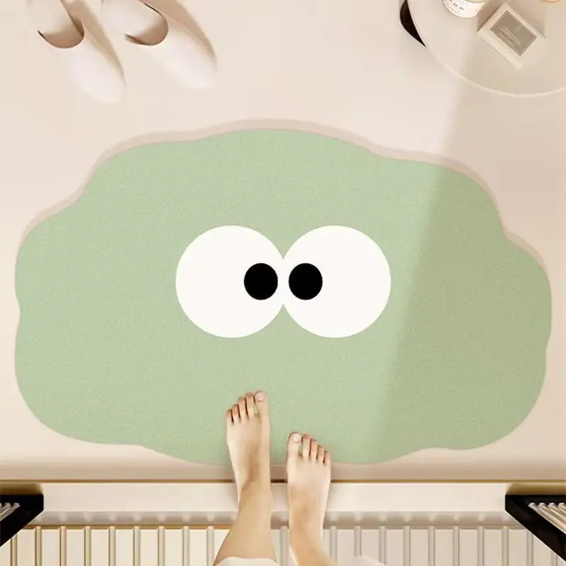 VIKAMA Cute and Fun Big Eyes Cloud Bathroom Carpet Absorbent Anti slip Quick drying Foot Mat Toilet Entrance Door Mat