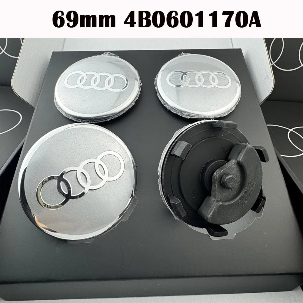 4pcs 60mm 61mm 68mm 69mm Car Floating Styling Wheel Center Cap Hub Covers Badge For Audi A3 A4 A5 A6 A7 A8 S4 Auto Accessories