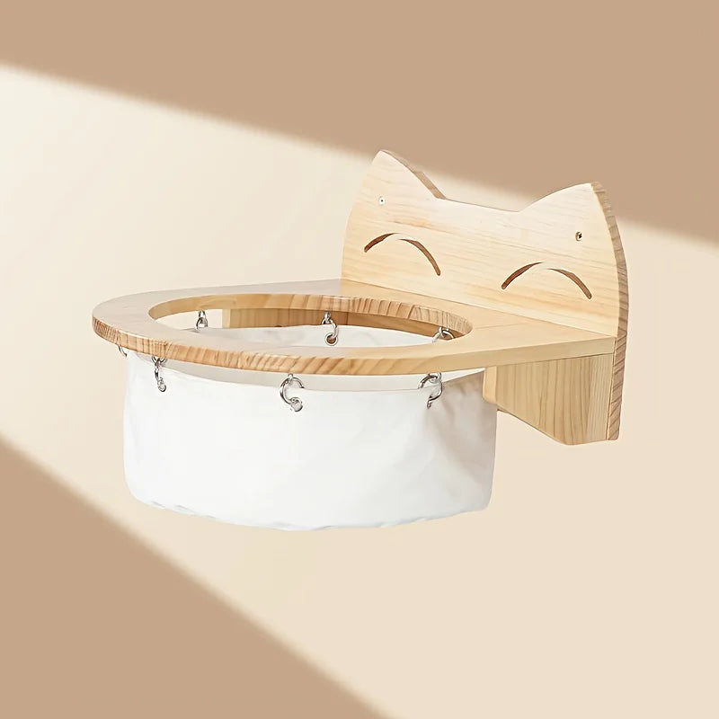 DIY Wall-mounted Cat Hammock, Wooden Cat Bed for Indoor Cats, Cat Jumping Platform Climbing Toy
