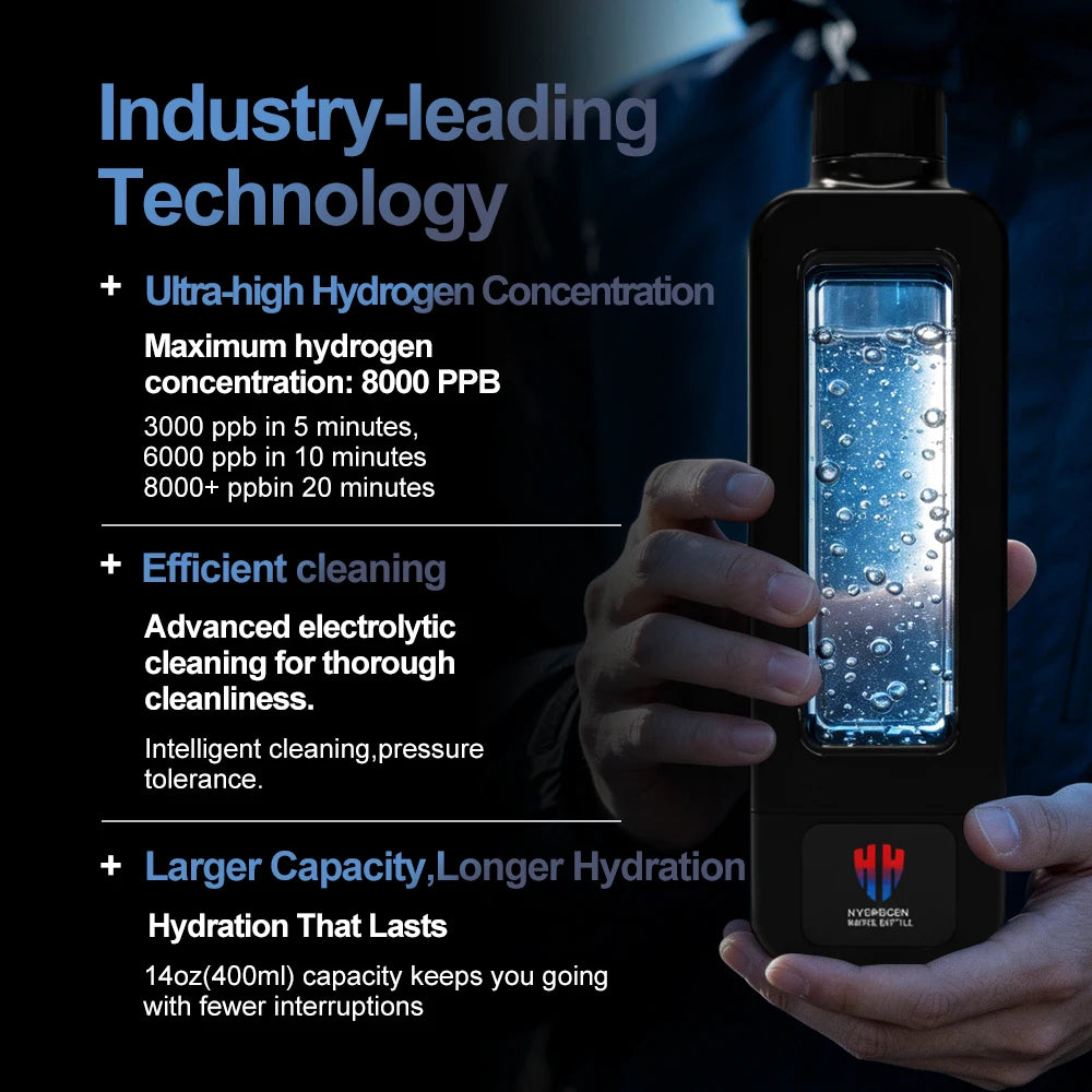 Bestselling 8000ppb Intelligent Hydrogen Water Bottle, SPE/PEM Maintenance-Free, One-Click UV-C Cleaning, 4500mAh Battery