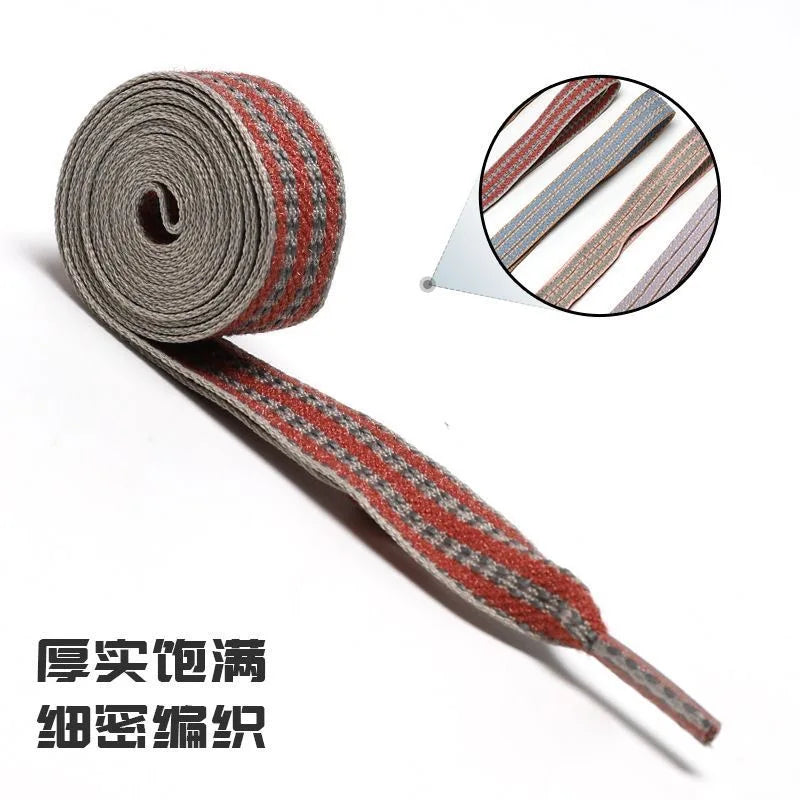 Width 1.5cm Creativity Stripes Red Green Shoelaces Trend Sport Casual DE Trainig Shoe Laces For Spring Summer Shoes Strings