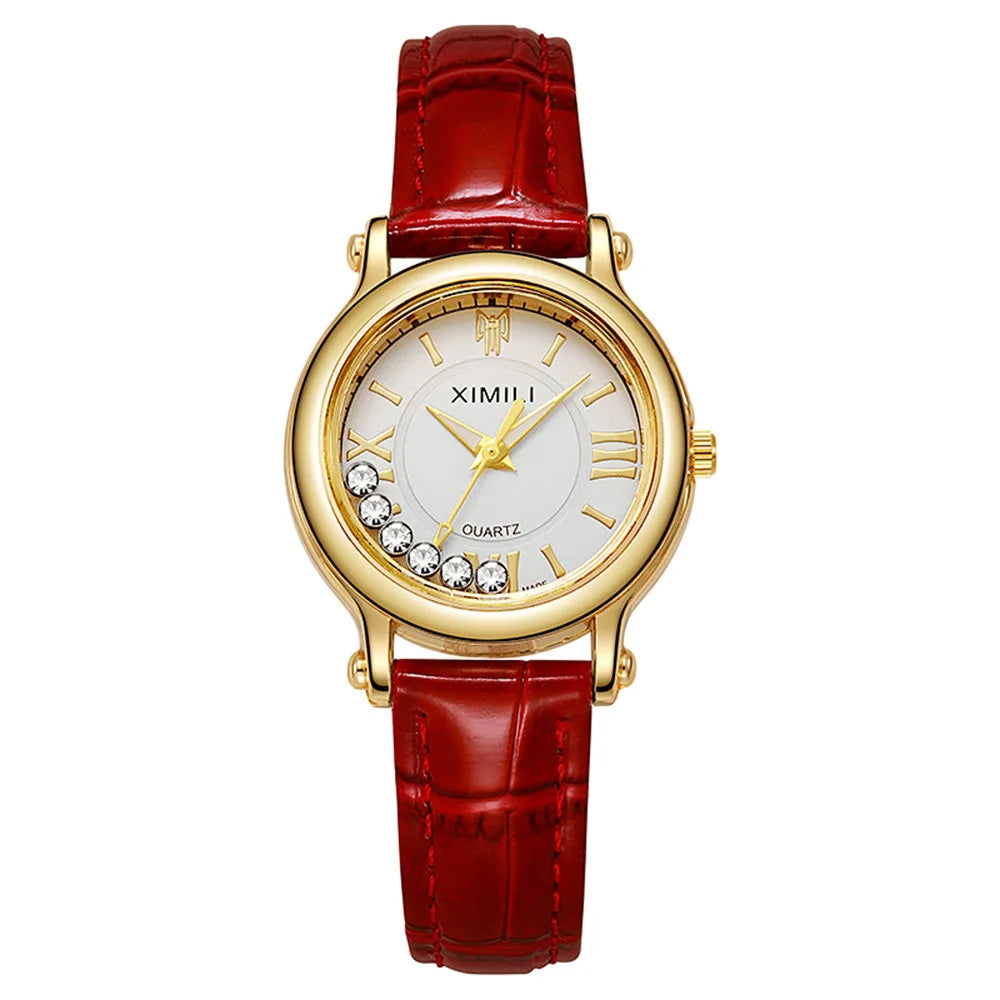 UTHAI New Women's Watch Ball Versatile Trend Female Fashion Quartz Watches Black Leather Ladies Student Clock Wristwatch Gift