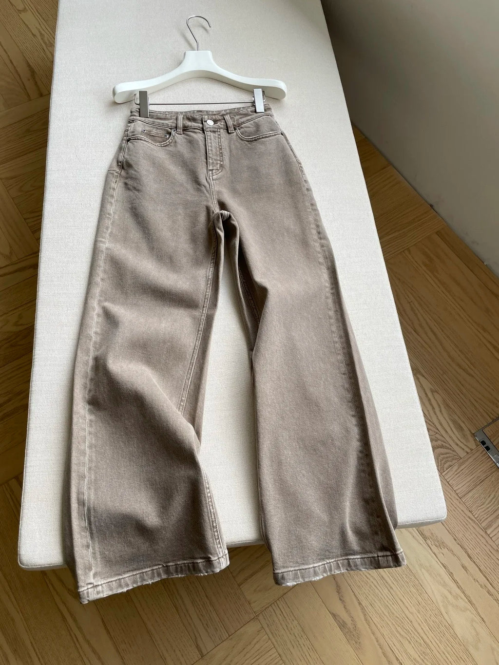Nouveau jean rétro marron clair taille haute classique pantalon large style urbain pantalon long vêtements pour femmes à la mode