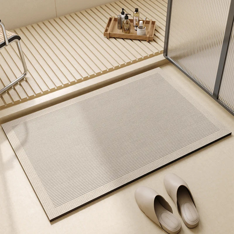 Super Absorbent Bathmat with Non-Slip Rubber Bottom Bath Mats Bathroom Bathtub Mat Simple Style Quick-Drying Floor Mats Foot Pad