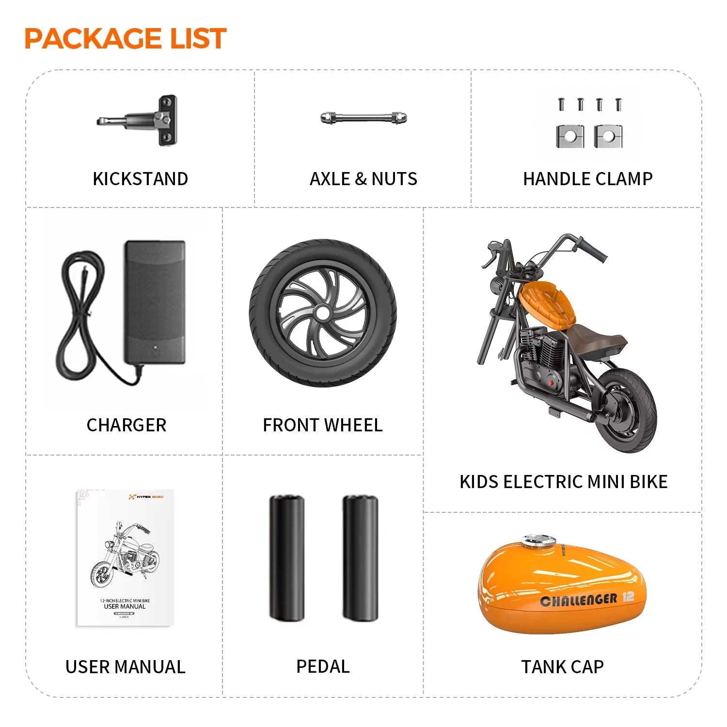 HYPER GOGO Challenger 12 Kids Electric Motorbike 160W 24V 5.2AH 12*3 In Tire Children Electric Motorcycle Mini Electric Scooter