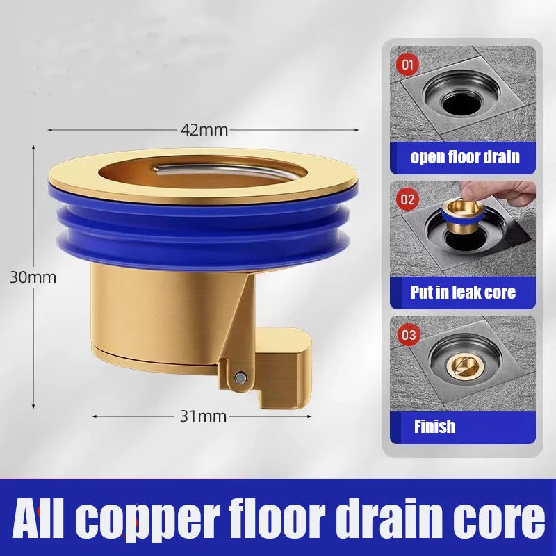 Floor Drain All-copper Shower Floor Drain Stopper Insectproof Anti-odor Deodorization Toilet Kitchen Bathroom Toilet Sewer Drain