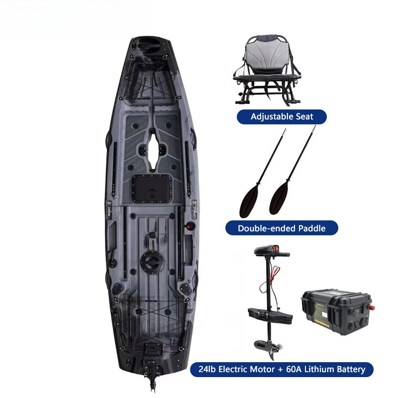 Modular Kayak LLDPE Fishing Boat Motorized Canoe Seat Paddle Rotomolded Portable Take Apart Raft Angling Drift Engine Water Gear