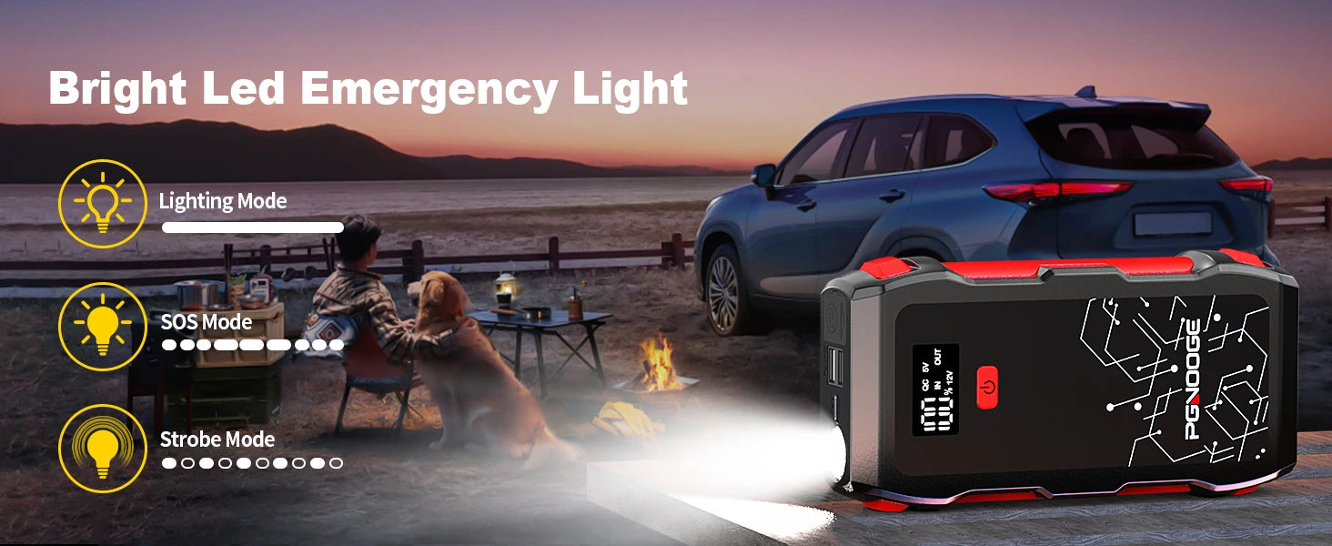 26800mAh 6000A Car Jump Starter, Car Battery Booster for All Gas and Up to 10L Diesel Engines, 12V Auto Emergency Jumper Starter