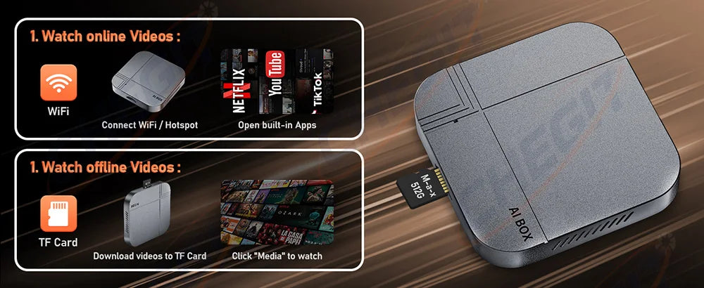 Android Smart AI Box 4G+64G/2G+32G Wireless CarPlay Android Auto TV Box For Youtube Netflix For VW Nissan Toyota Hyundai Ford