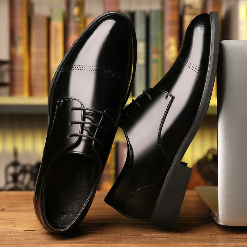 2025 Formal Height Increasing Shoes Man Taller Elevator 6CM Invisible Insole For Men Heighten Increased Oxfords Business Lift