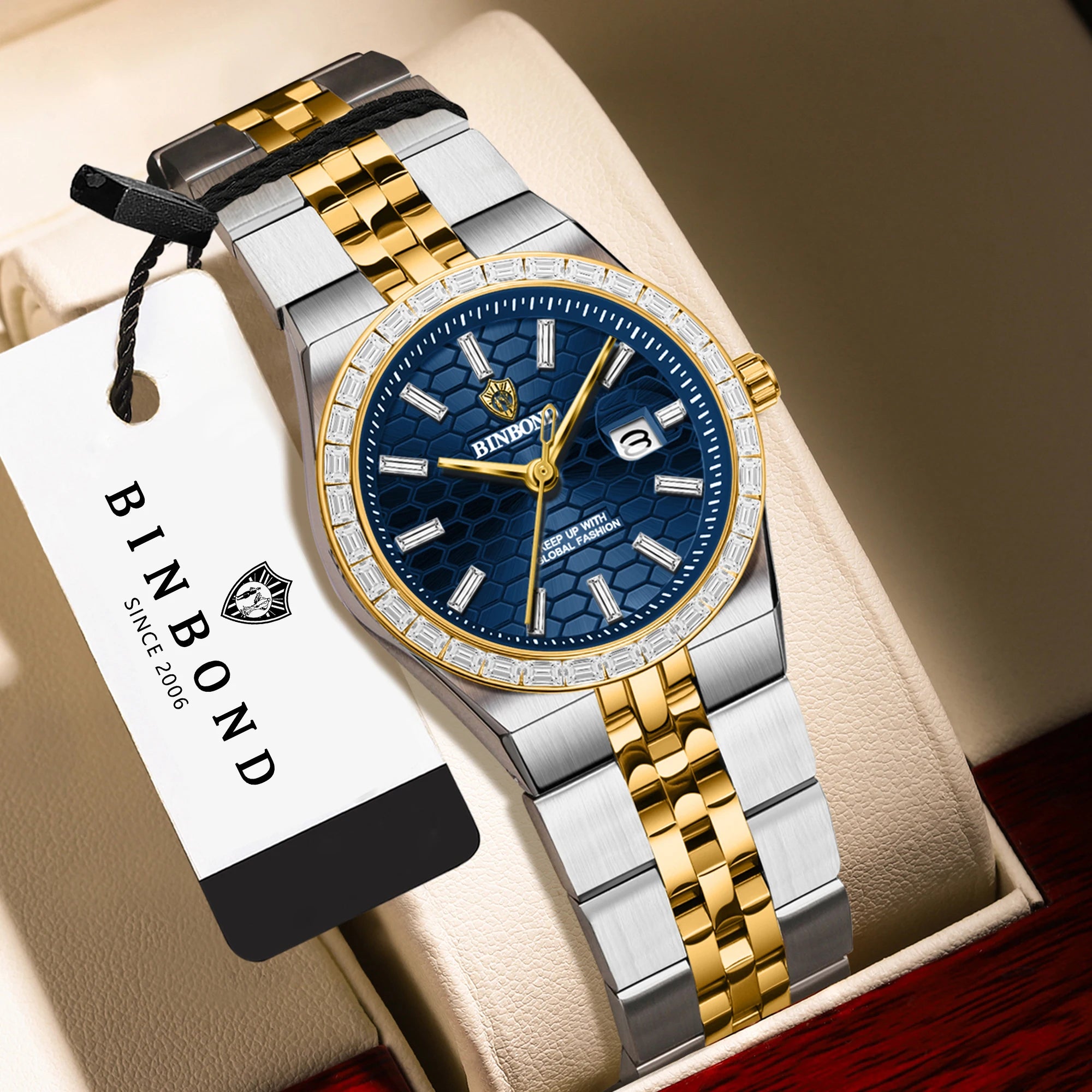 BINBOND Waterproof Sturdy Auto Date Women's Watches Fashion Reloj Ladies Casual Accurate Quartz Wristwatches For Women Luxury