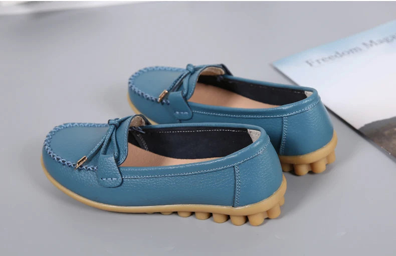 2025 New Woman Flats Shoes Ballet Flat Sneakers Genuine Leather Spring Soft Moccasins Ladies Boat Ballerina Espadrilles Creepers