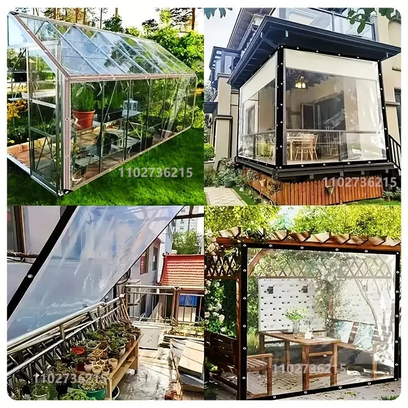 2x2m Transparent Rainproof Shading Cloth Tarpaulin Lightweight Waterproof Tarpaulin Cover Tarpaulin Transparent Rainproof Cloth