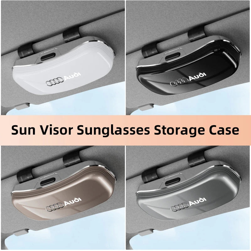 Audi Car Visor Glasses Box Auto Sunglasses Storage Case sticker For Audi Sline A3 A4 A5 A6 A7 A8 Q2 Q3 Q4 Q5 Q6 Q7 Q8 B6 C6