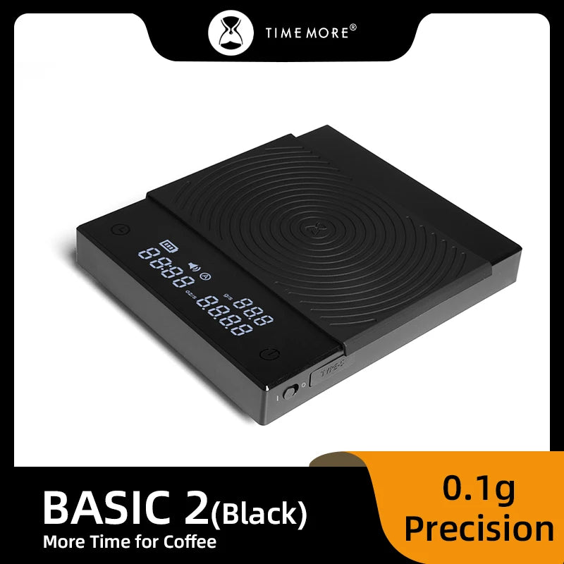 TIMEMORE Store Black Mirror Basic2 Plus Nouvelle balance numérique de cuisine pour café avec minuterie et recharge USB, mini balance numérique légère.