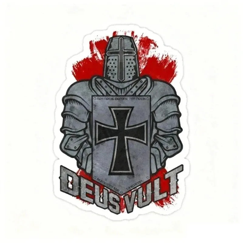 Templar Cross Crusader Deus Vult PVC Creative Stickers Assecories for Car Window Glass Table Motorcycle Off-road Wall Fridge