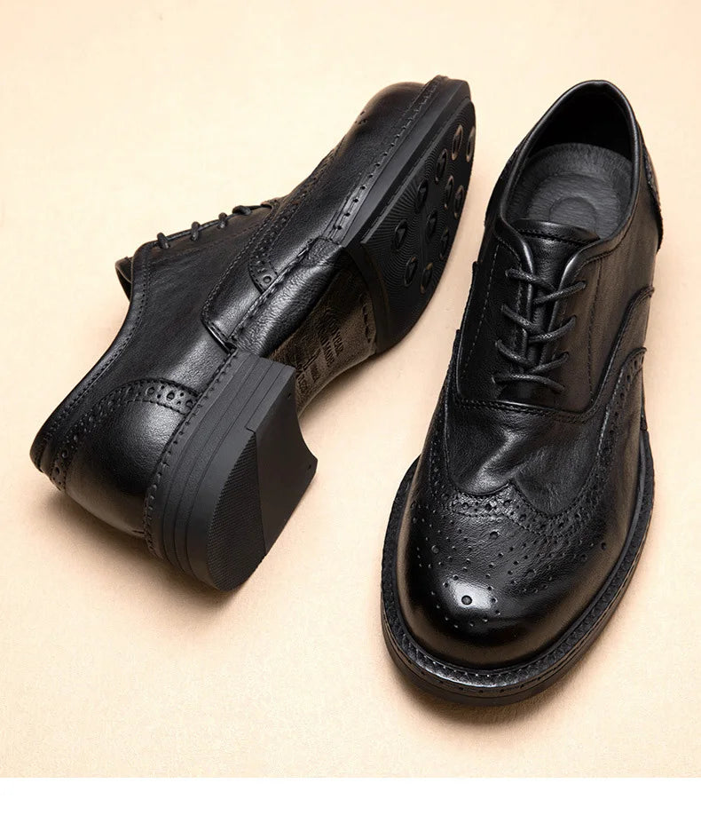 Soft Leather Mens Wedding Brogues Shoes Luxury Genuine Leather Spring Designer Handmade Quality Autumn Formal Social Shoes Man