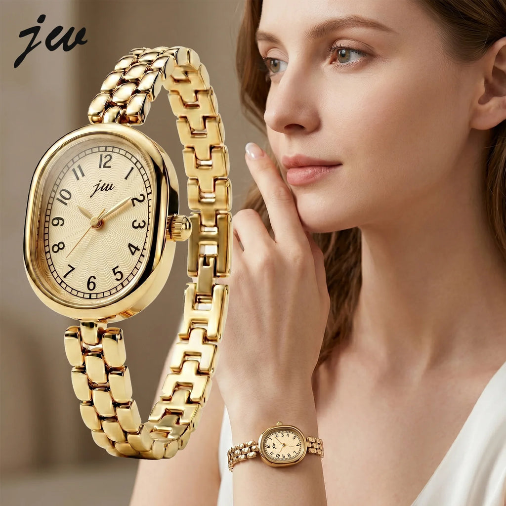 Watch Digital Dial Retro Oval Small Gold Watches Women Chain Strap Simple Female Fashion Light Luxury Quartz Clock Wristwatches