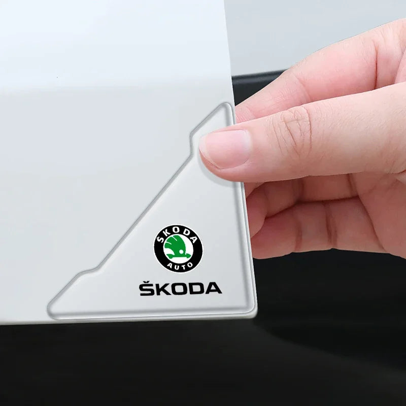2pc Car Door Corner Cover Anti-Scratch Protection Sticker For Skoda Octavia Fabia Rapid Superb Kodiaq Scala Karoq Kamiq Roomster