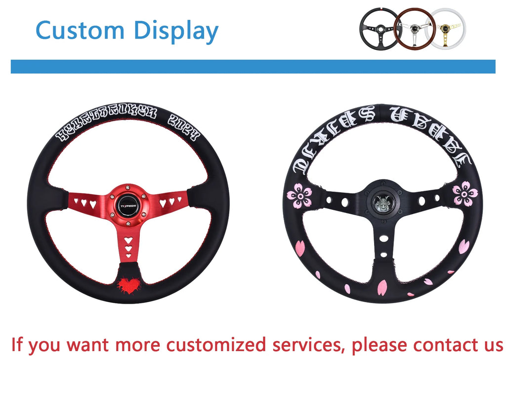 JDM 326 Racing Steering Wheel Leather Embroidery Aluminum Alloy Car modified Universal Steering Wheel with 6 Hole