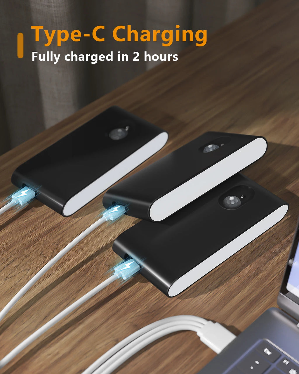 WILLED Veilleuse à détecteur de mouvement Blanc chaud Lampe d'escalier intérieure rechargeable pour couloir, escalier, salle de bain, chambre, cuisine