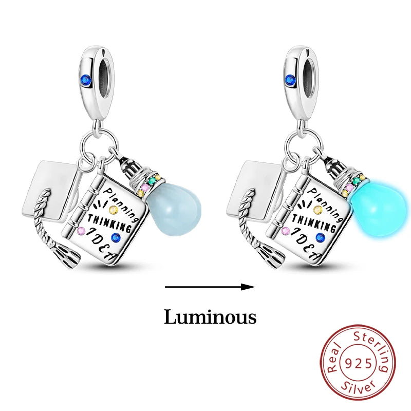 Hot Sale 925 Silver Glow in the dark Firefly Honeybee Star Charms Beads Fit Qikaola 925 Original Bracelets Fine DIY Jewelry Gift