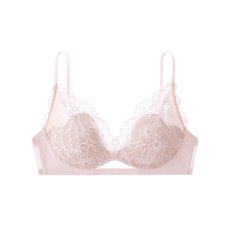 SUJIIN Soutien-gorge Push Up Sexy en Dentelle pour Femmes Sans Armature, Soutien-gorge Petit Buste Noir pour Femmes Été Fin Confort Bralettes Lingerie pour Dames MX325